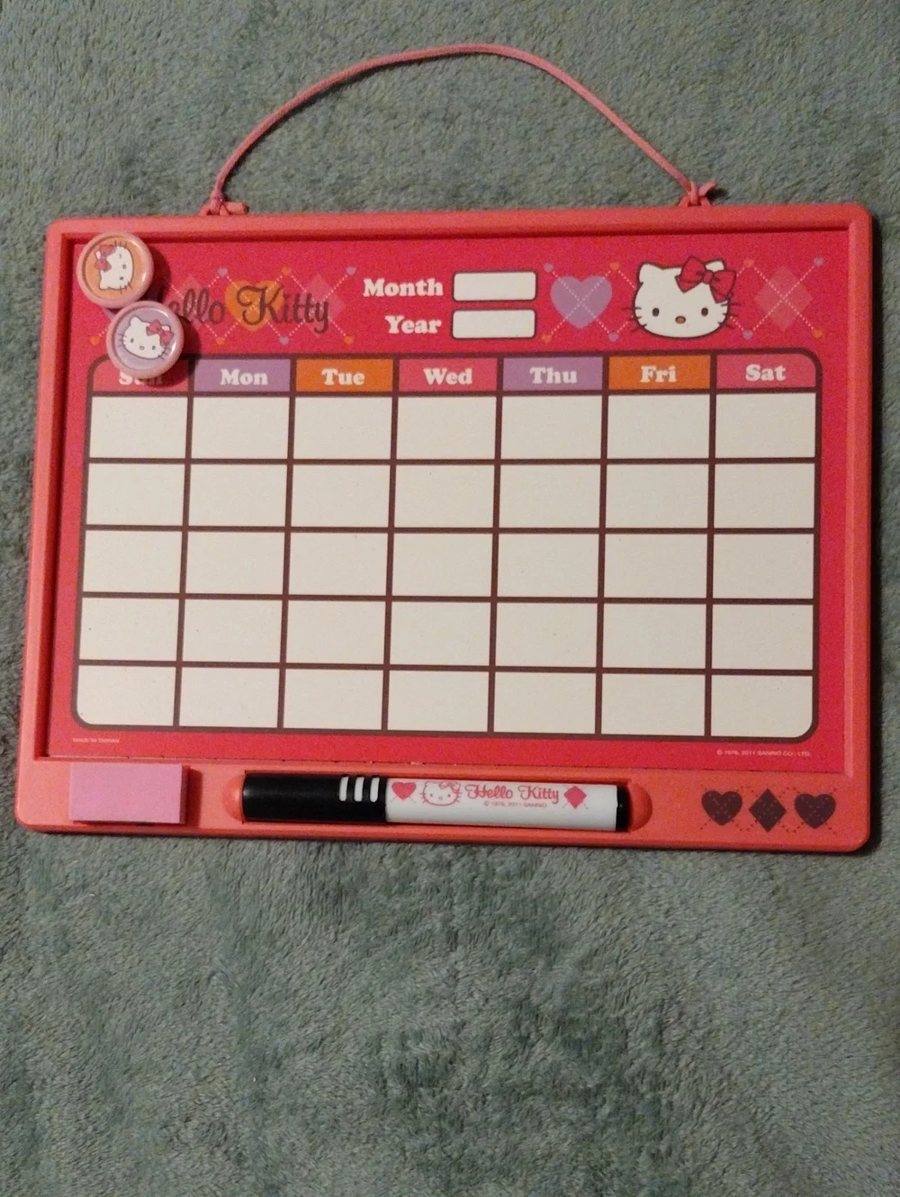 Hello Kitty Pink Magnetic Dry Erase Monthly Planner Board